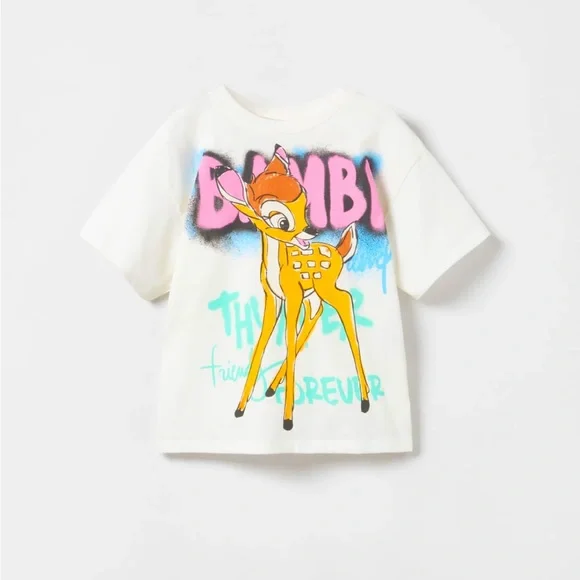 Zara Shirts Tops Zara Graffiti Bambi Disney Tshirt Poshmark